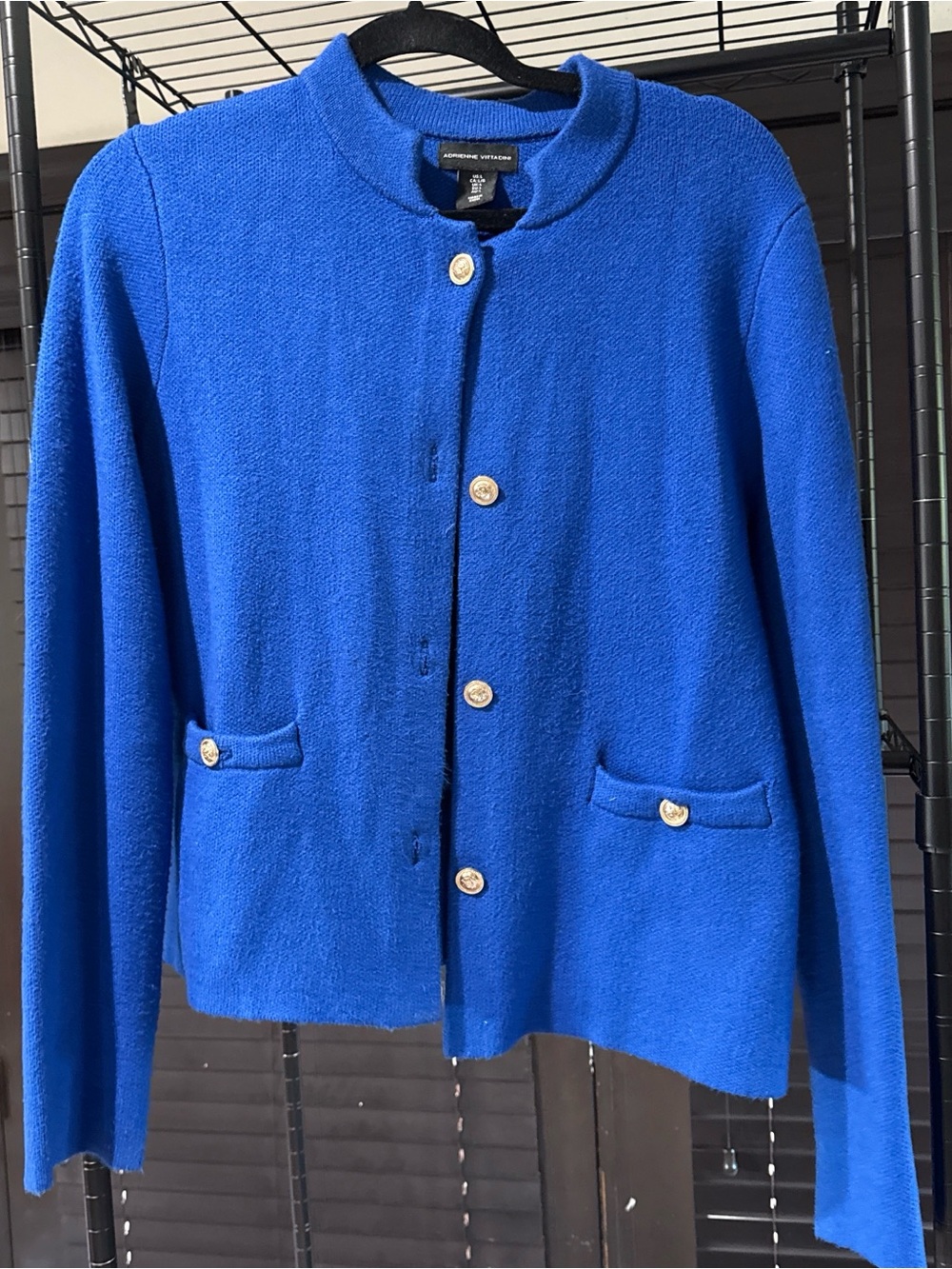 Adrienne Vittadini Cobalt Blue Button-Front Knit Jacket